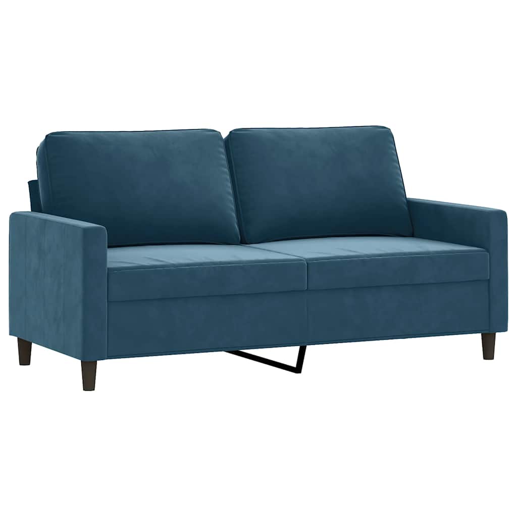 3-dijelni set sofa s jastucima plavi baršunasti