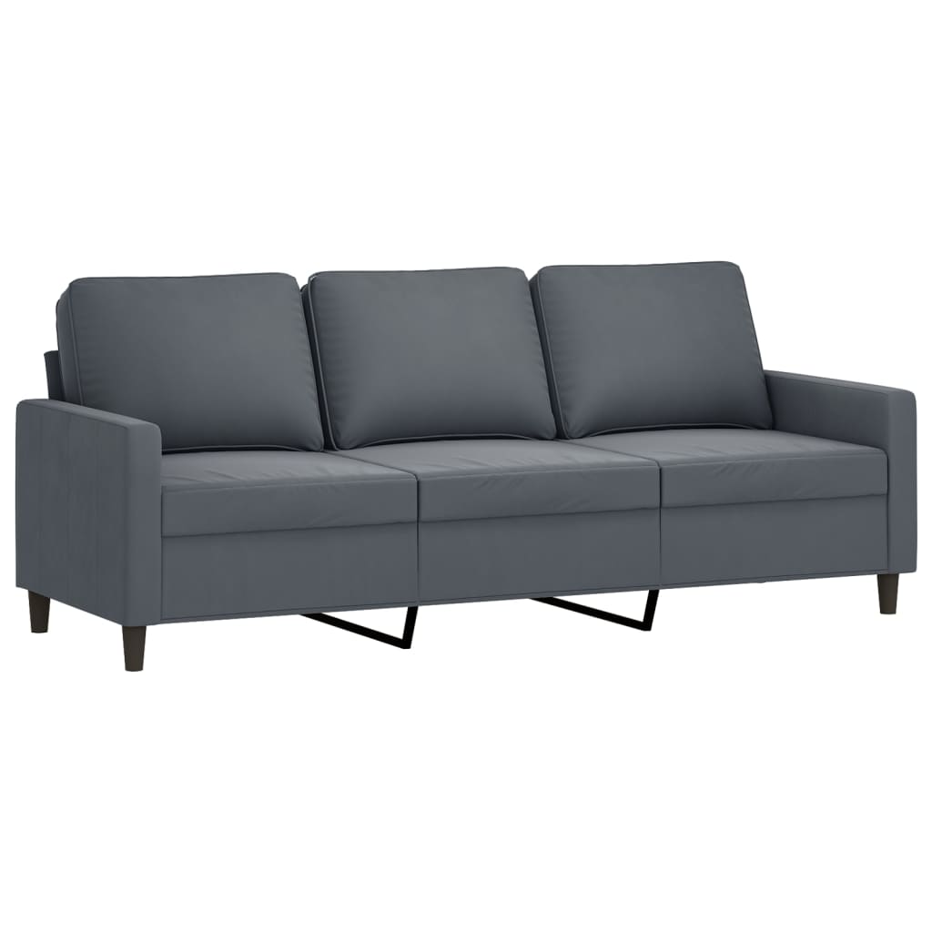 2-dijelni set sofa s jastucima tamnosivi baršunasti