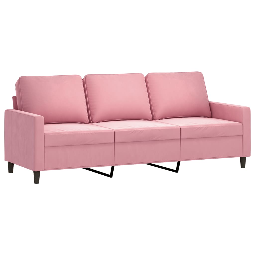 2-dijelni set sofa s jastucima ružičasti baršunasti