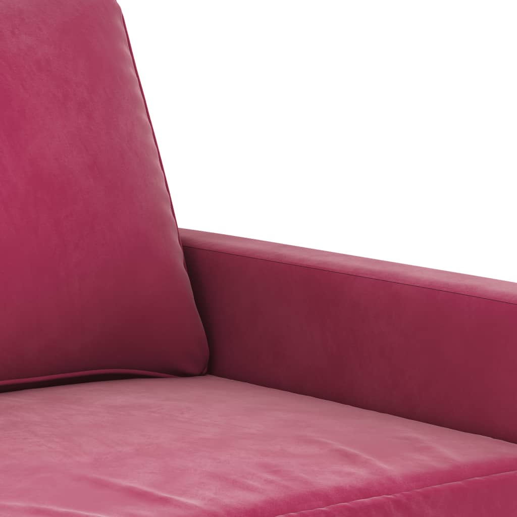 2-dijelni set sofa s jastucima crvena boja vina baršunasti