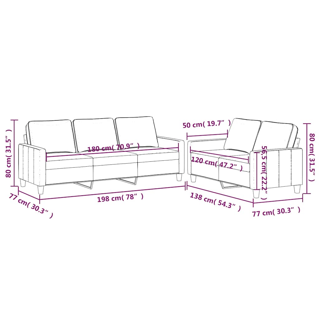 2-dijelni set sofa s jastucima crni baršunasti