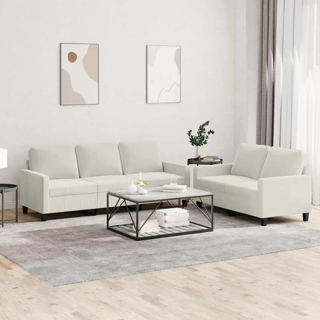2-dijelni set sofa s jastucima krem baršunasti