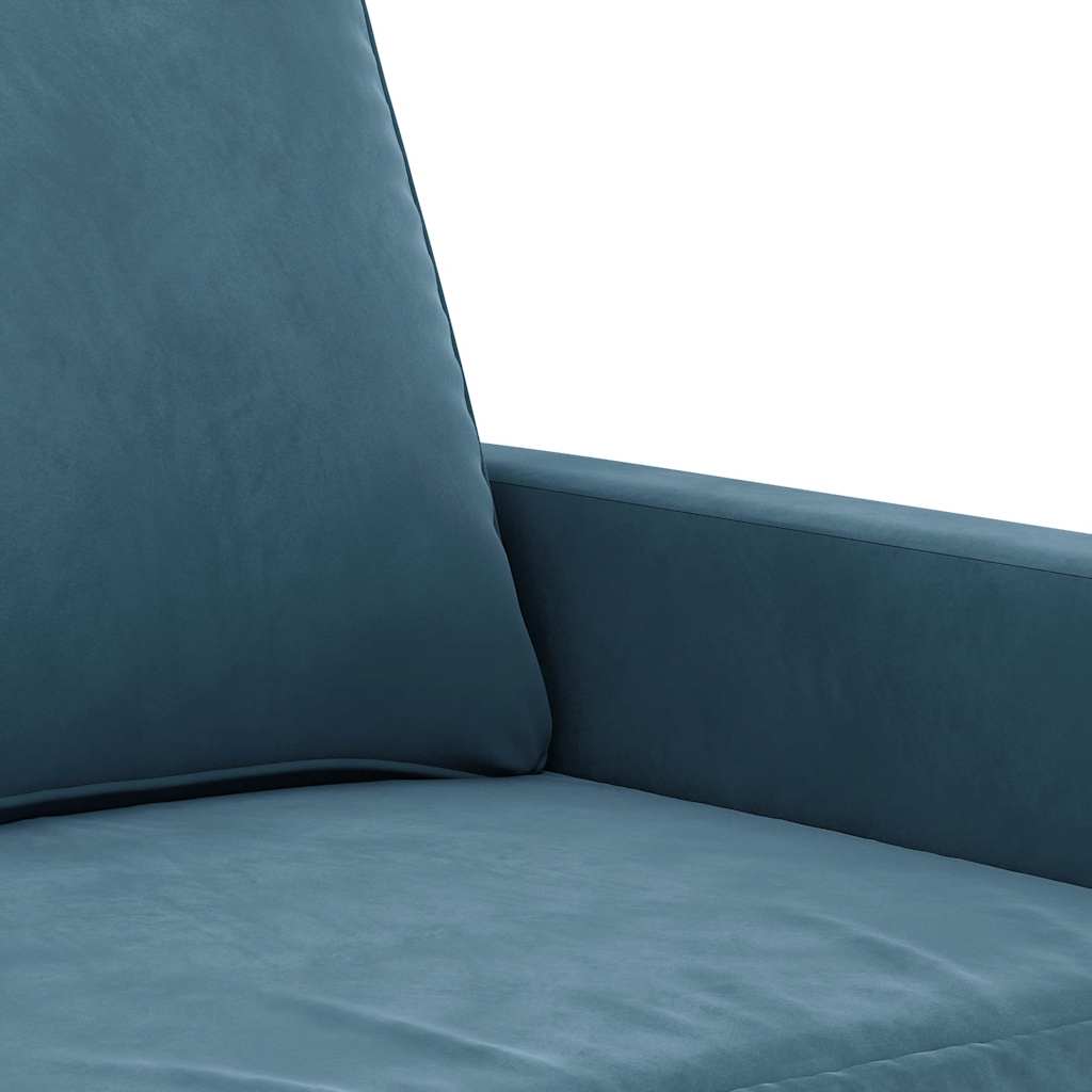 3-dijelni set sofa s jastucima plavi baršunasti