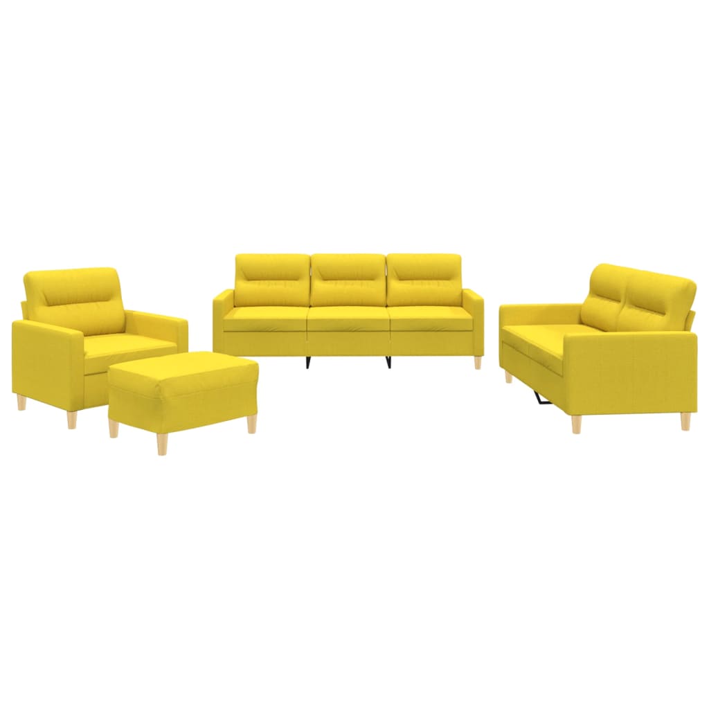 4-dijelni set sofa s jastucima svjetložuti od tkanine