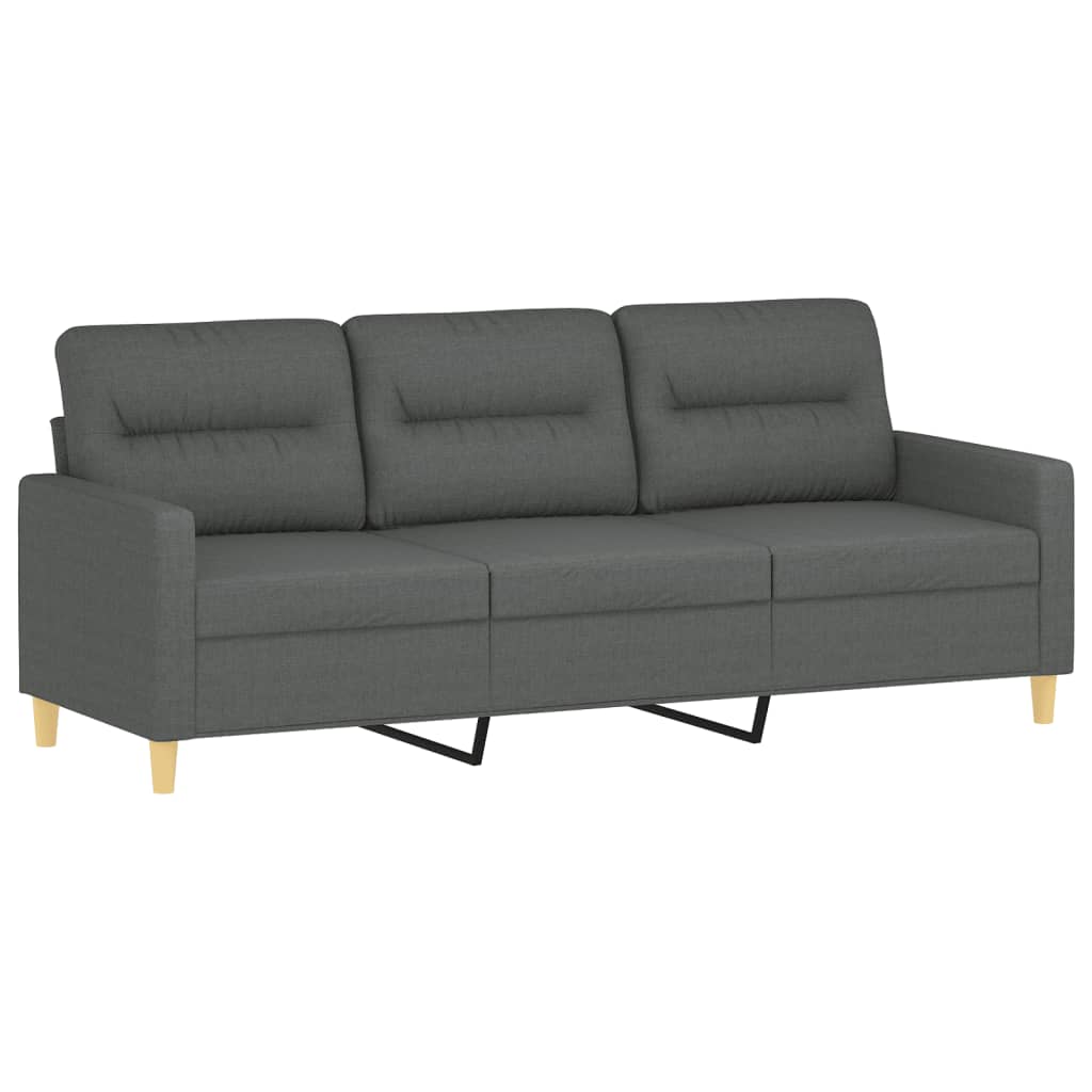 3-dijelni set sofa s jastucima tamnosivi od tkanine