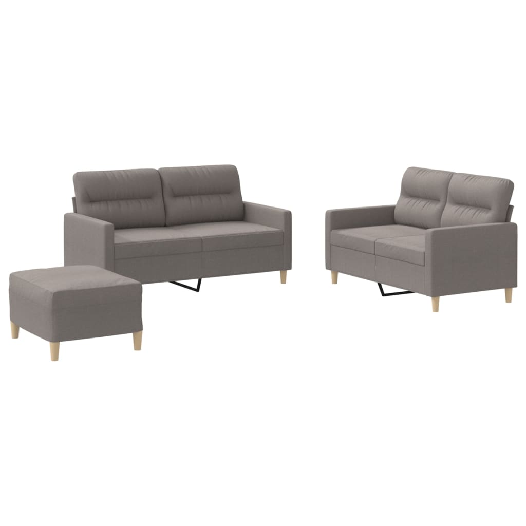 3-dijelni set sofa s jastucima smeđesivi od tkanine