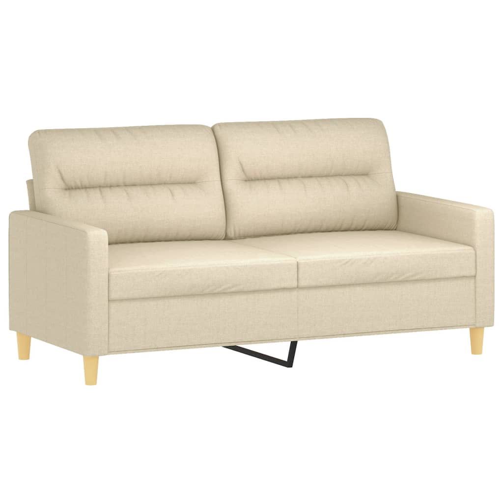 2-dijelni set sofa s jastucima krem od tkanine