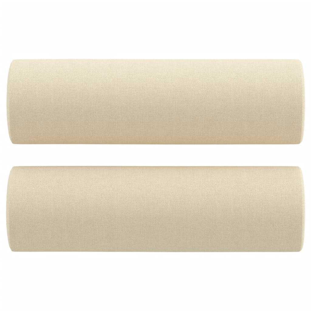 2-dijelni set sofa s jastucima krem od tkanine