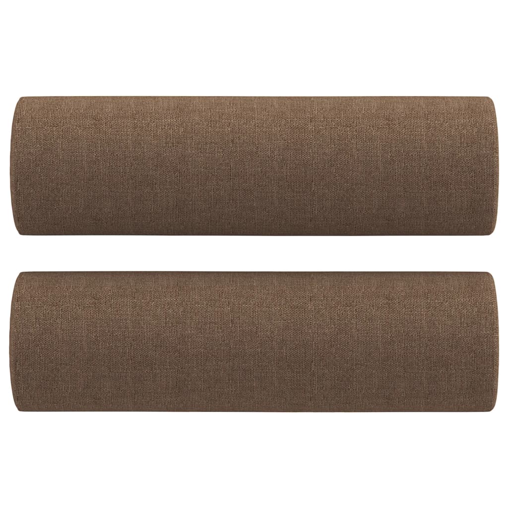 2-dijelni set sofa s jastucima smeđi od tkanine
