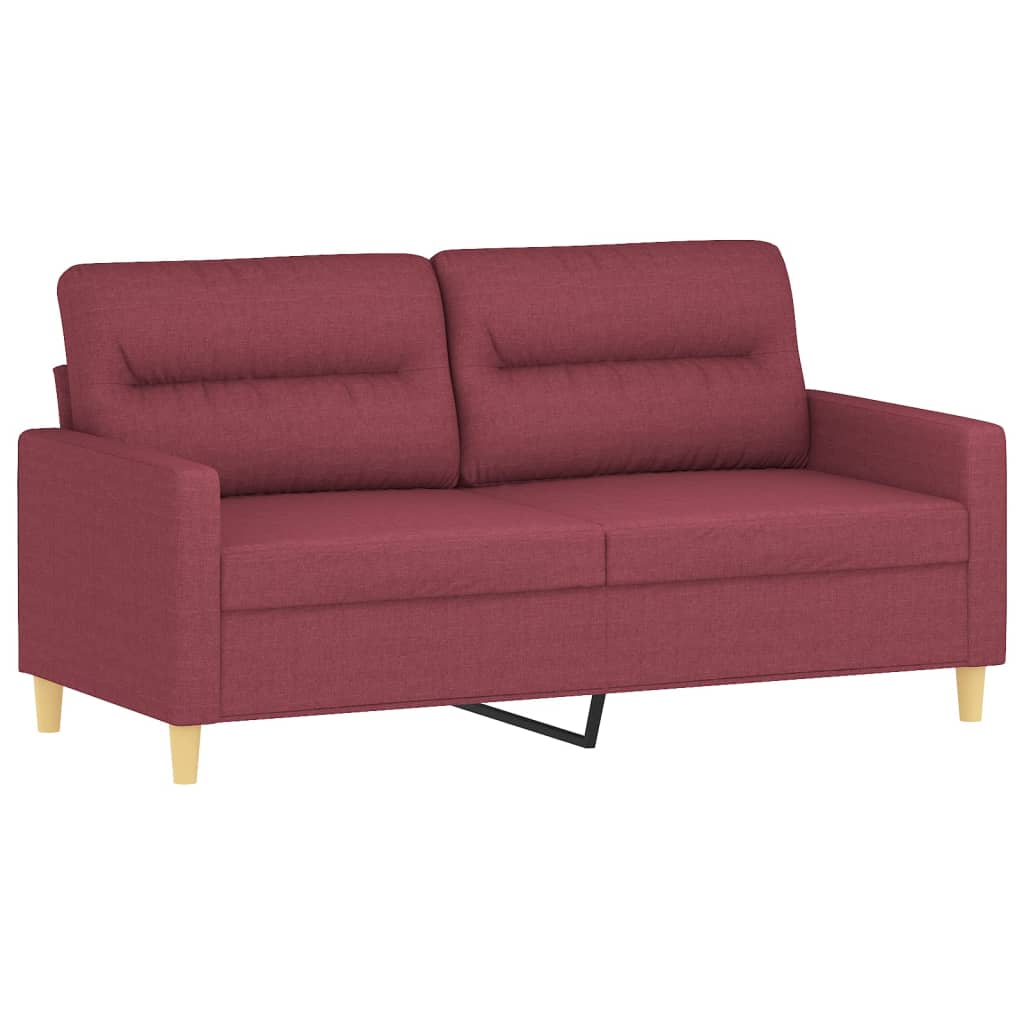 2-dijelni set sofa s jastucima crvena boja vina od tkanine