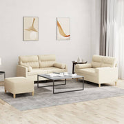 3-dijelni set sofa s jastucima krem od mikrovlakana