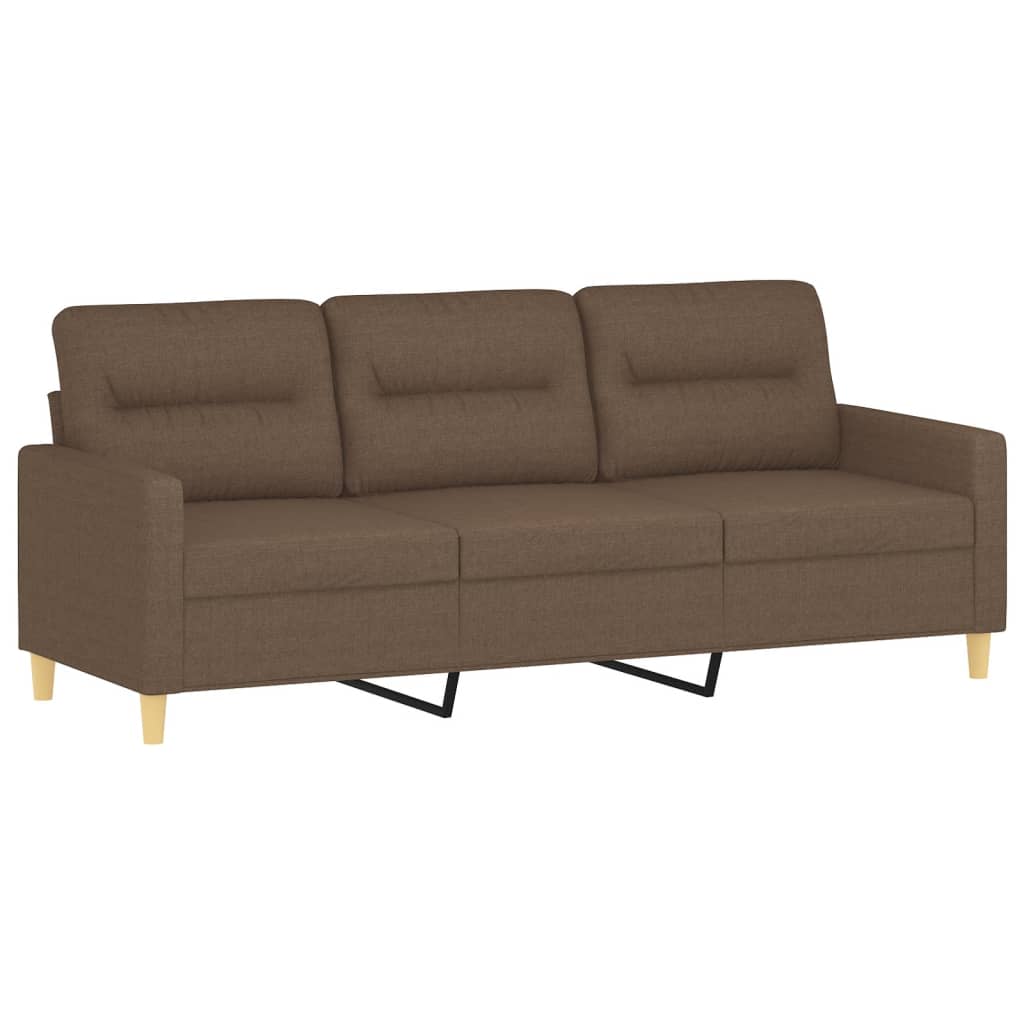2-dijelni set sofa s jastucima smeđi od tkanine