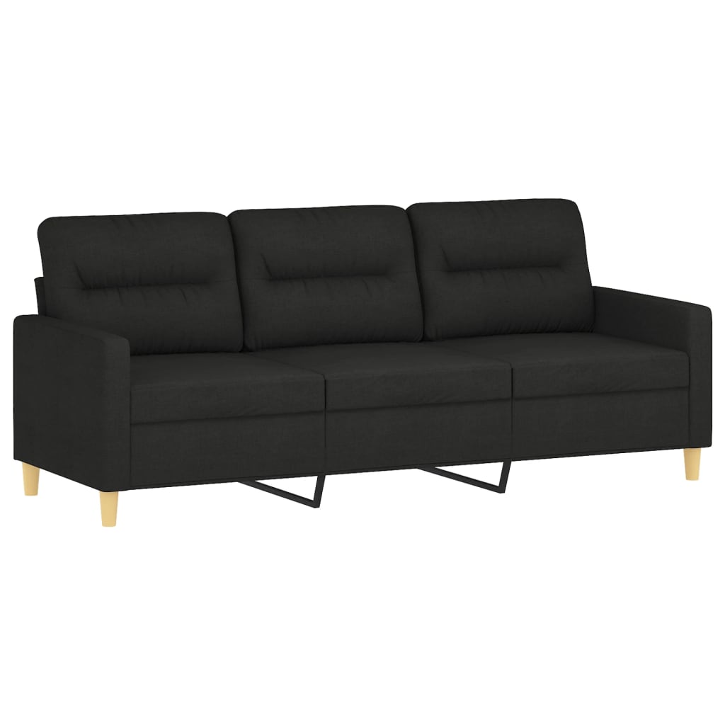 2-dijelni set sofa s jastucima crni od tkanine