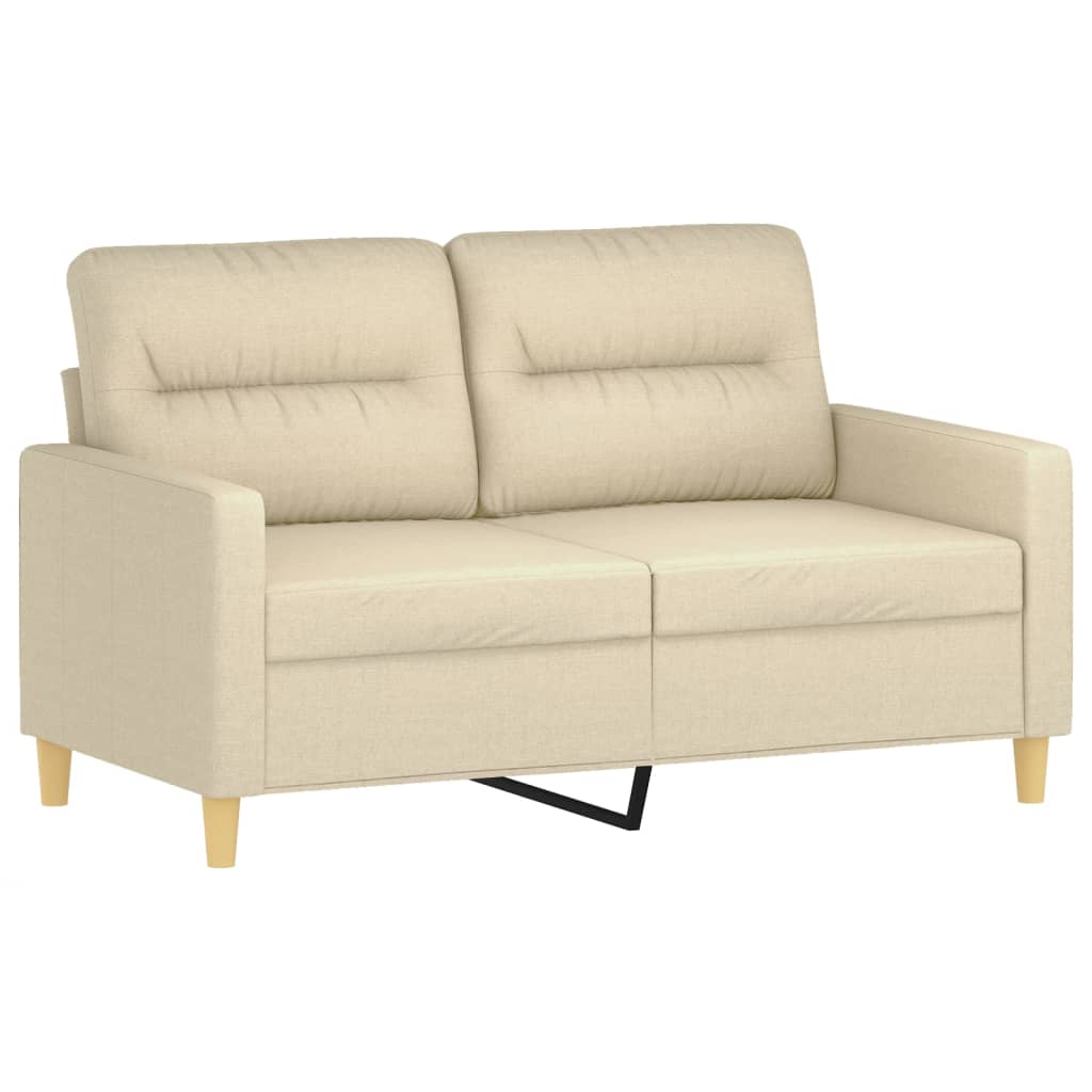 2-dijelni set sofa s jastucima krem od tkanine