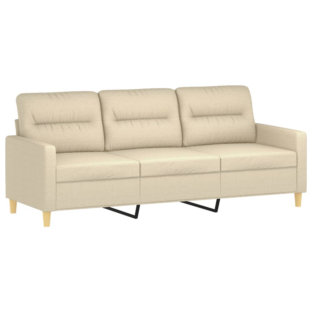 2-dijelni set sofa s jastucima krem od tkanine
