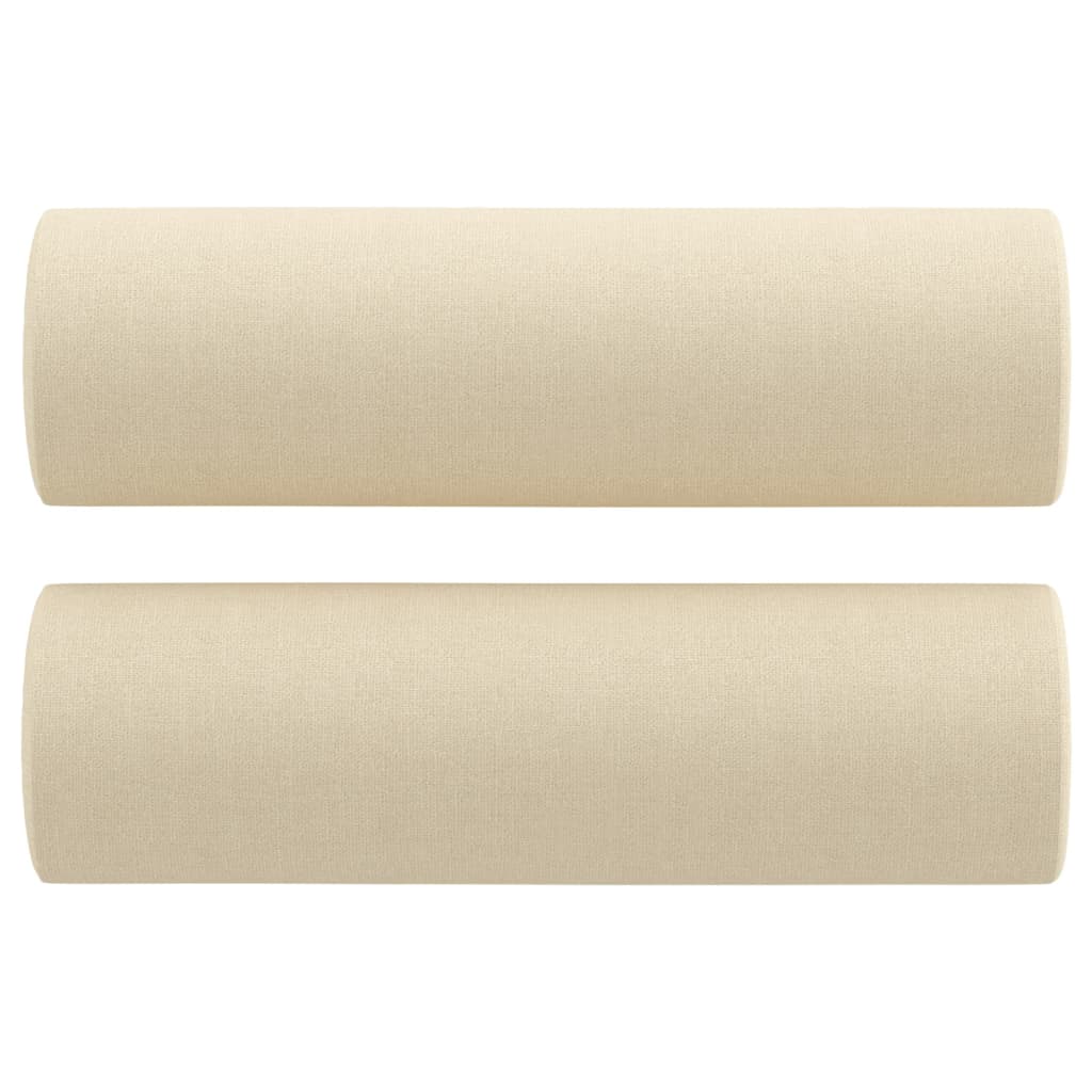 2-dijelni set sofa s jastucima krem od tkanine