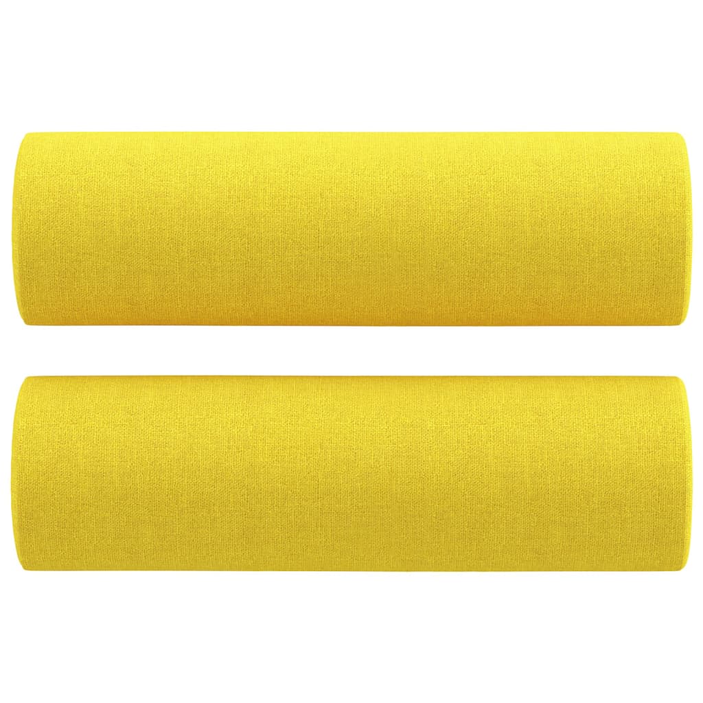 2-dijelni set sofa s jastucima svjetložuti od tkanine