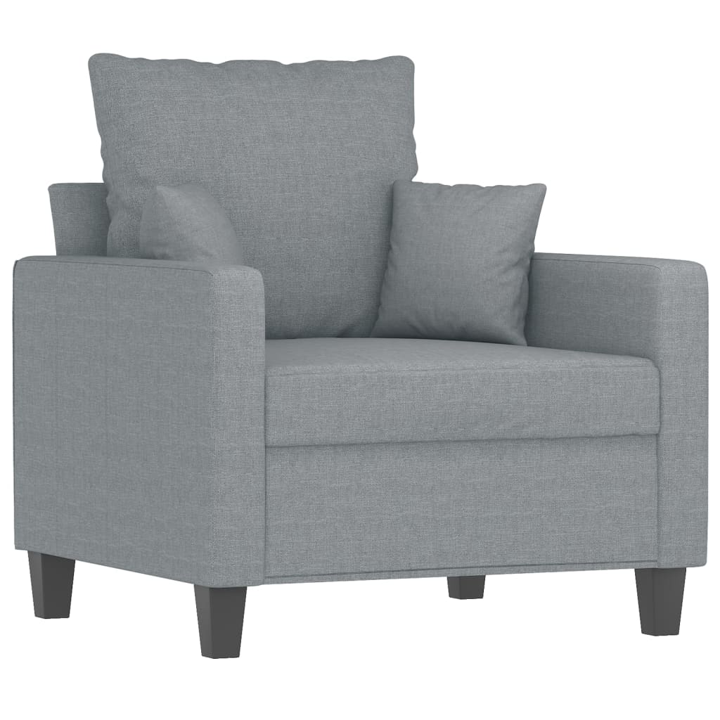 3-dijelni set sofa s jastucima svjetlosivi od tkanine