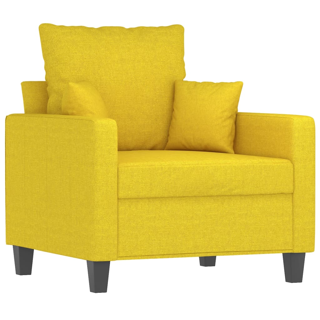 3-dijelni set sofa s jastucima svjetložuti od tkanine