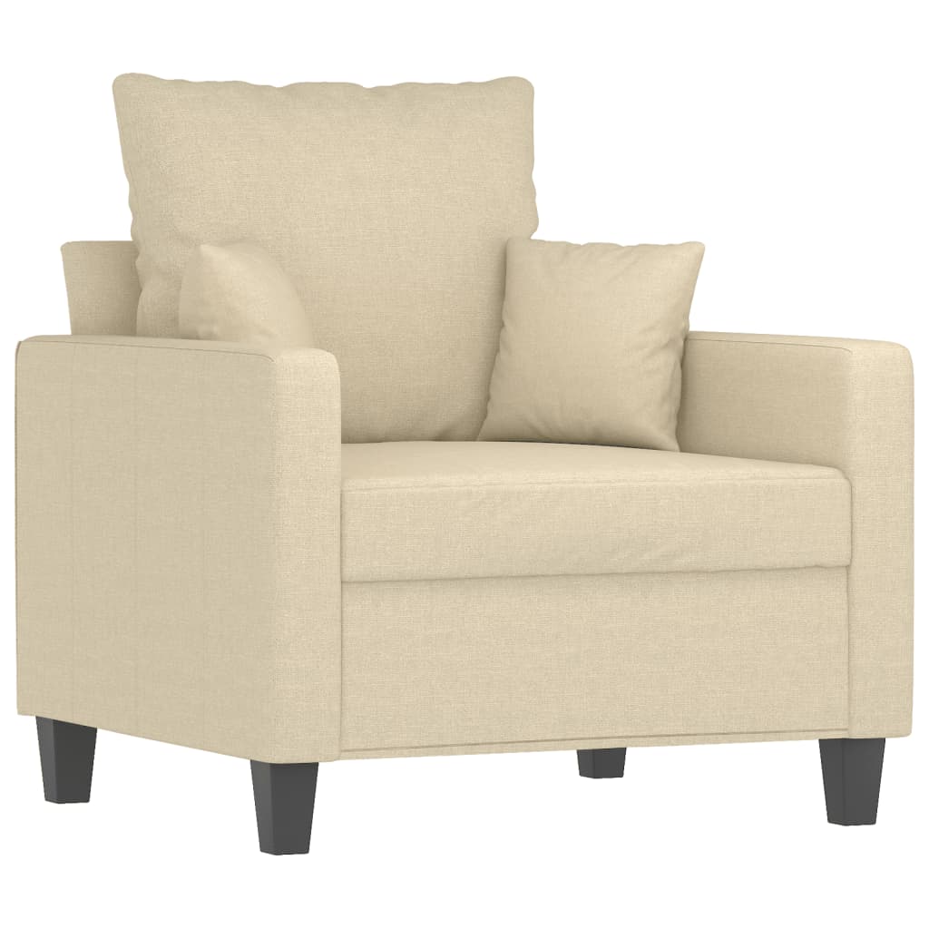 4-dijelni set sofa s jastucima krem od tkanine