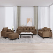 4-dijelni set sofa s jastucima smeđi od tkanine