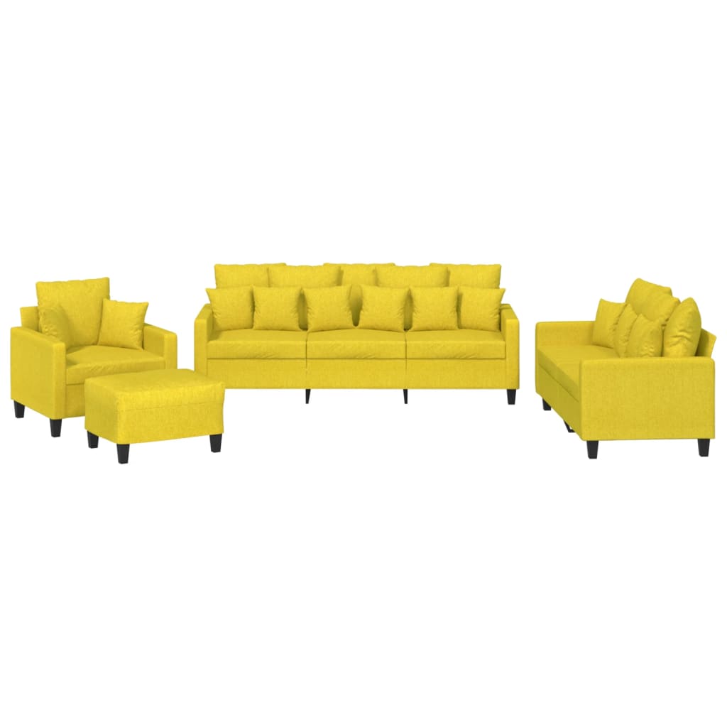 4-dijelni set sofa s jastucima svjetložuti od tkanine