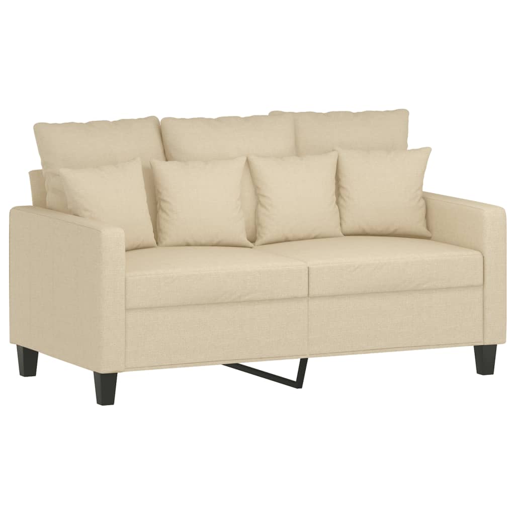 2-dijelni set sofa s jastucima krem od tkanine