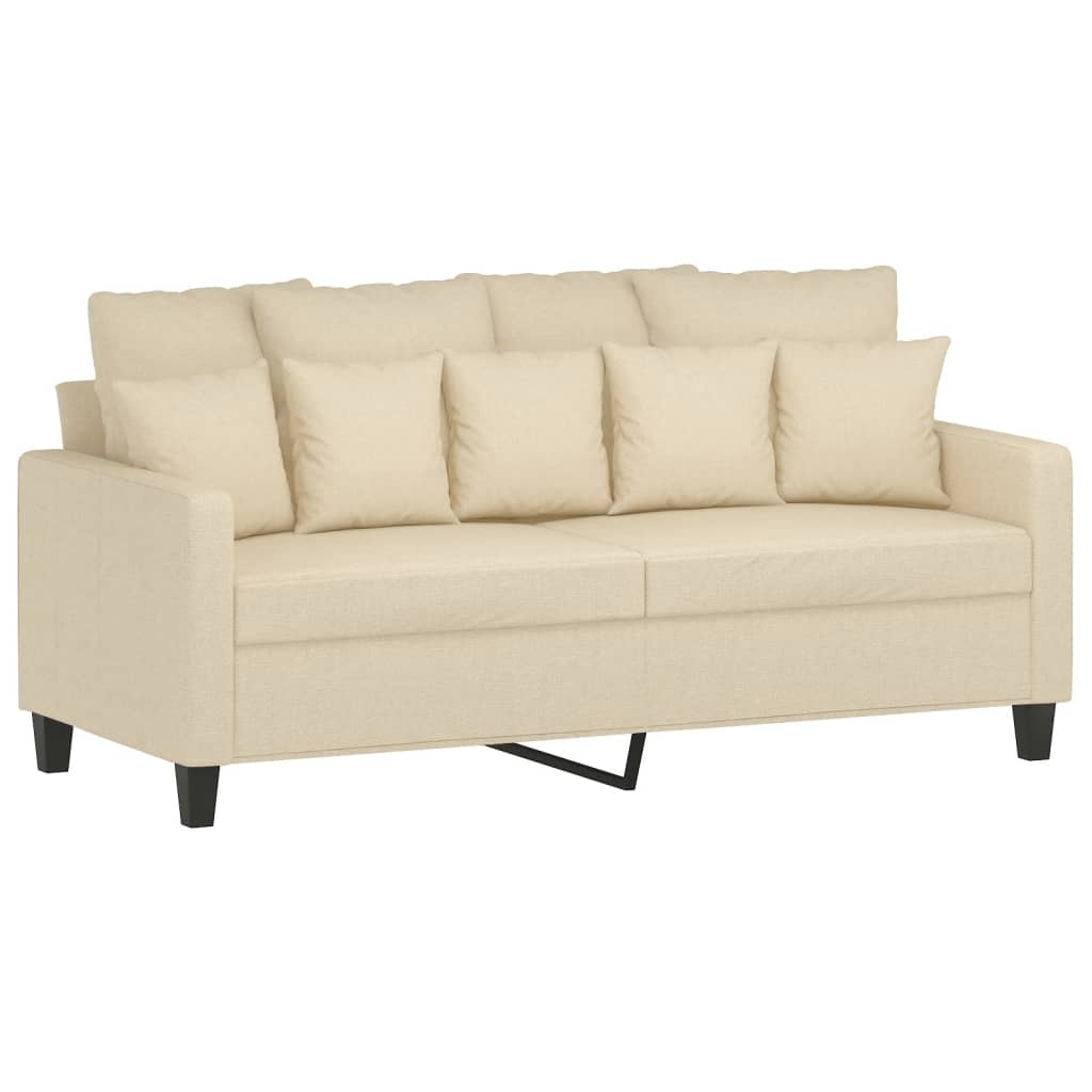 2-dijelni set sofa s jastucima krem od tkanine