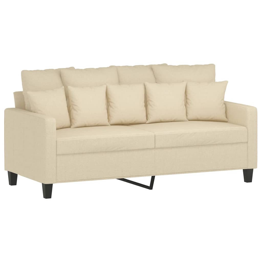3-dijelni set sofa s jastucima krem od tkanine