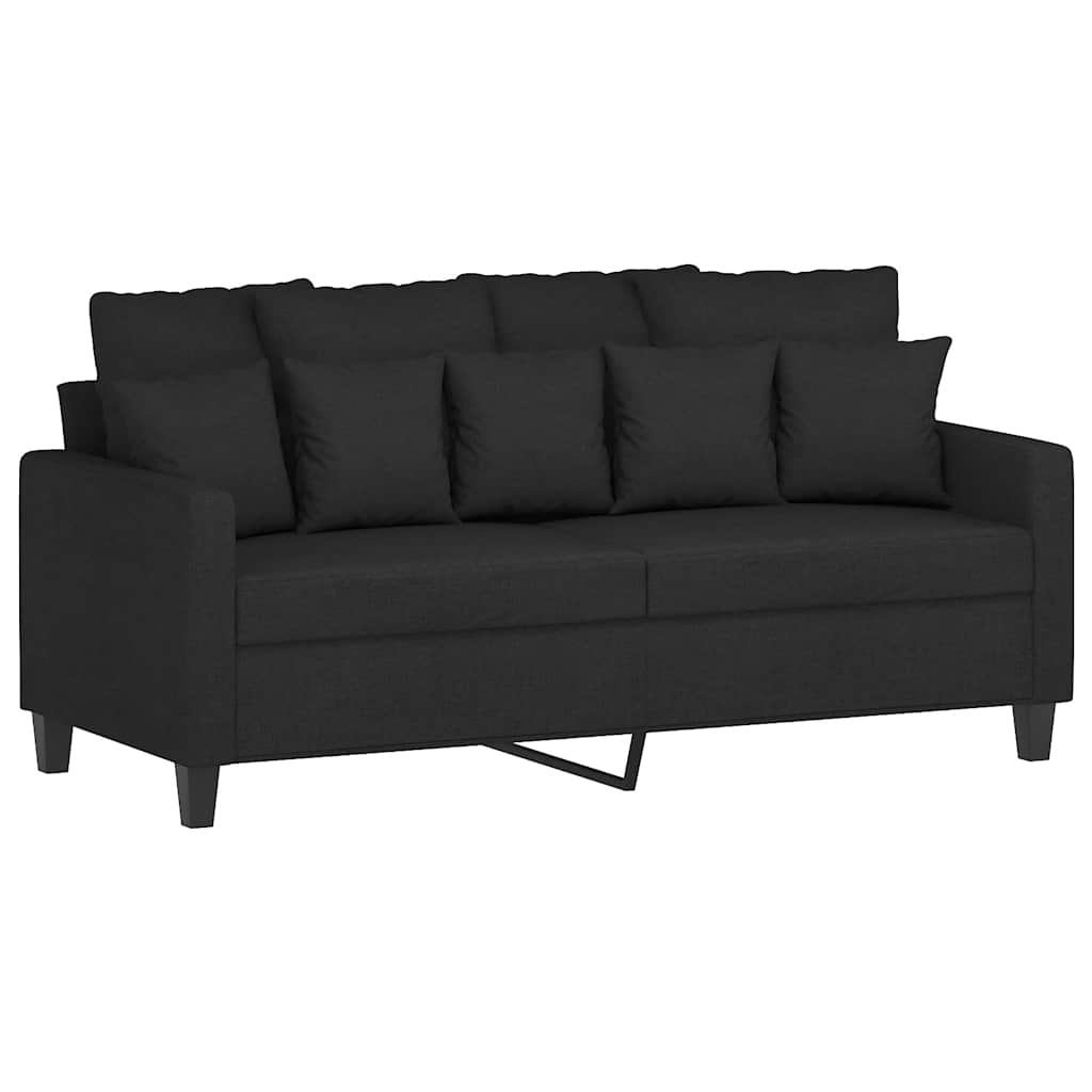 3-dijelni set sofa s jastucima crni od tkanine
