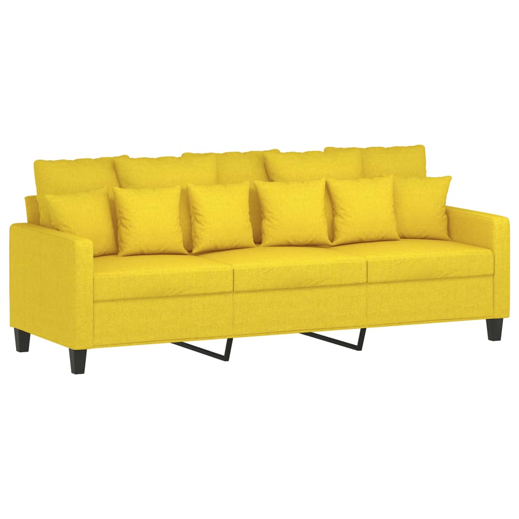 2-dijelni set sofa s jastucima svjetložuti od tkanine