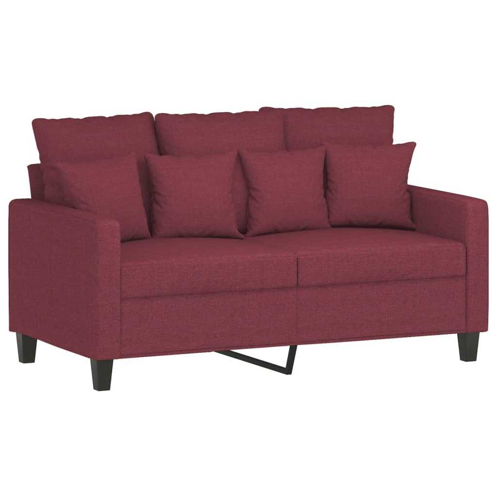 2-dijelni set sofa s jastucima crvena boja vina od tkanine