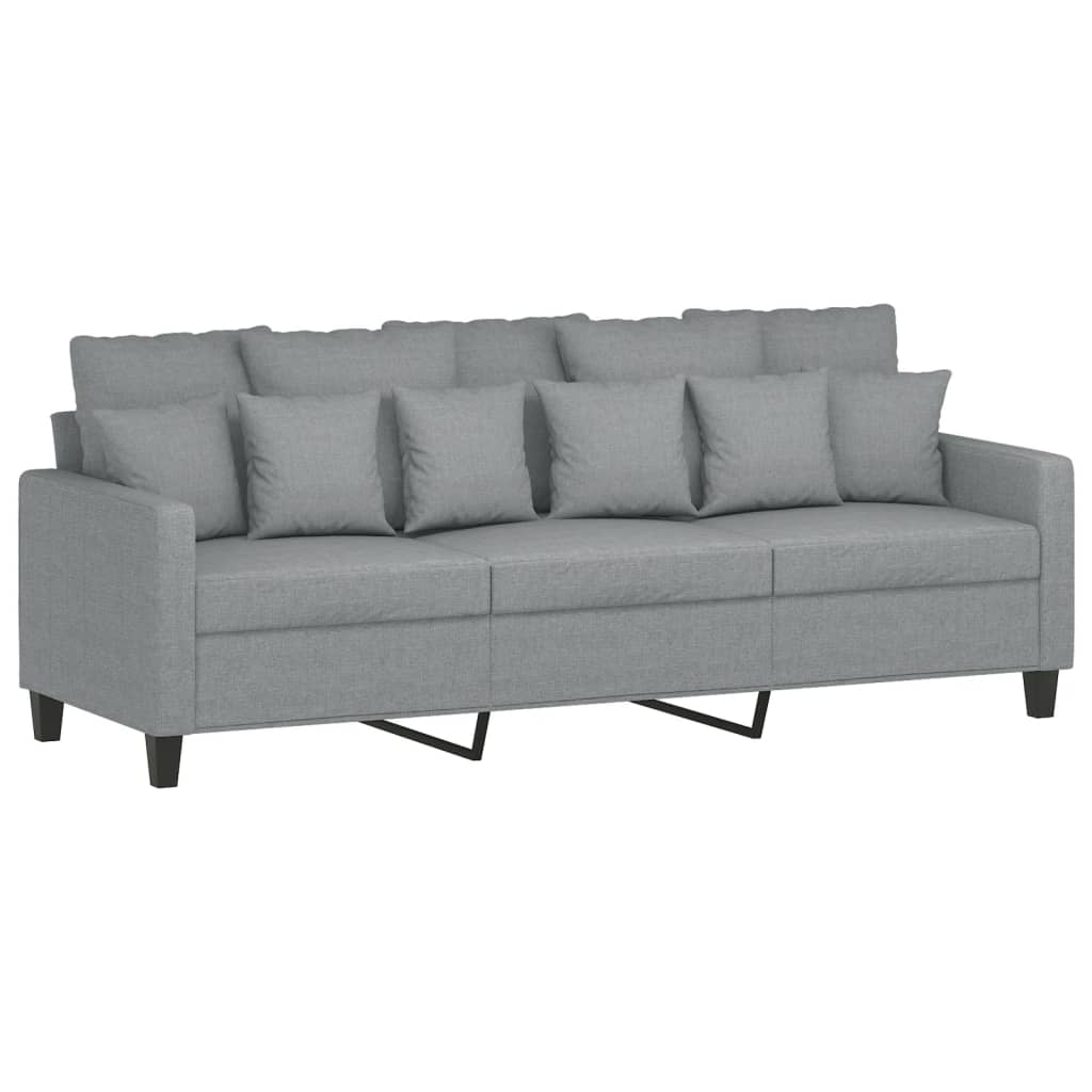 3-dijelni set sofa s jastucima svjetlosivi od tkanine
