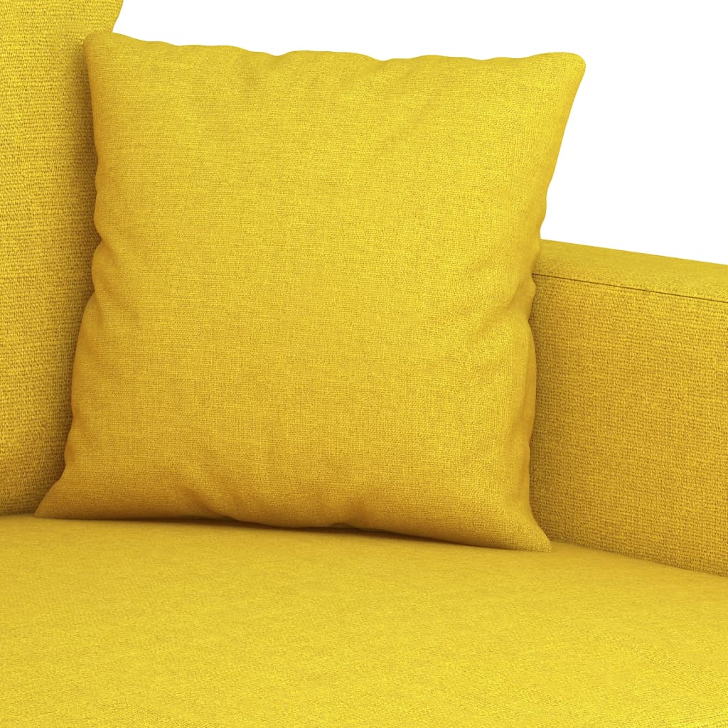 3-dijelni set sofa s jastucima svjetložuti od tkanine