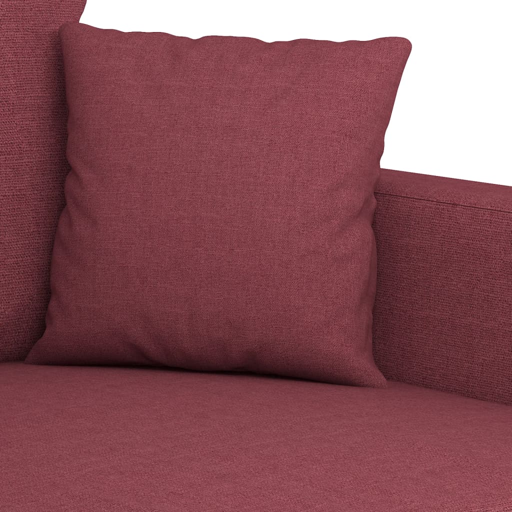 3-dijelni set sofa s jastucima crvena boja vina od tkanine