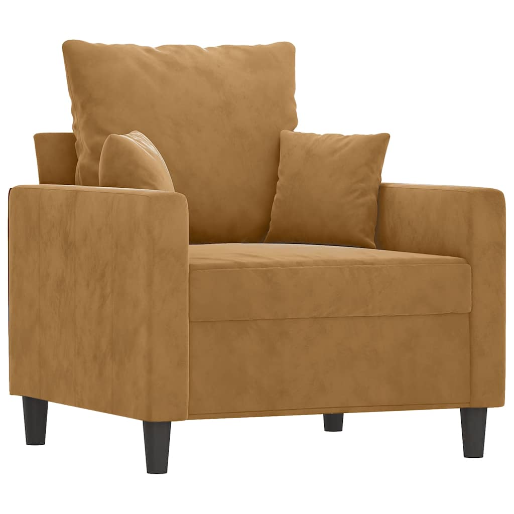 3-dijelni set sofa s jastucima smeđi baršunasti