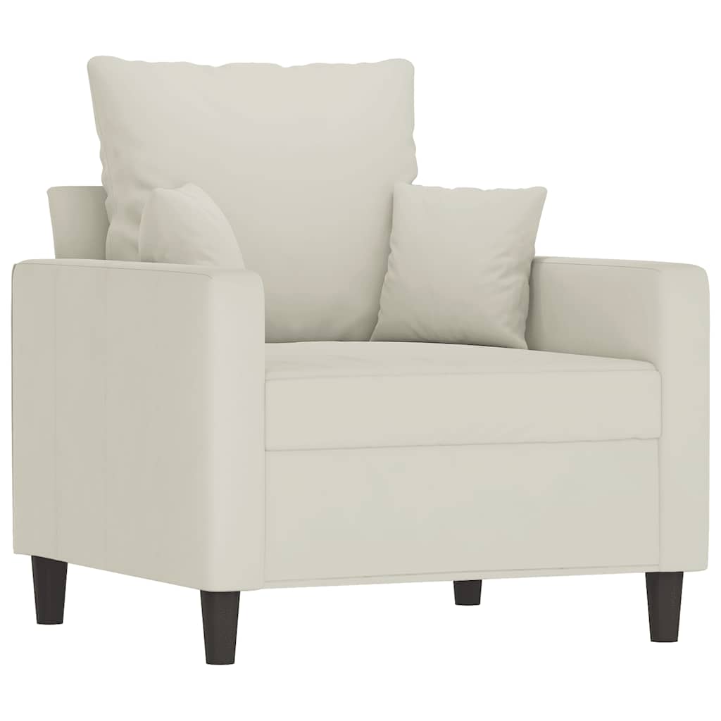 3-dijelni set sofa s jastucima krem baršunasti