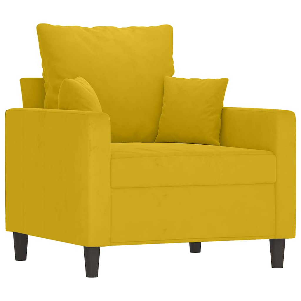 4-dijelni set sofa s jastucima žuti baršunasti
