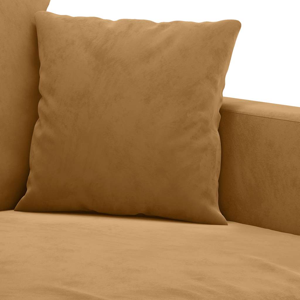 4-dijelni set sofa s jastucima smeđi baršunasti