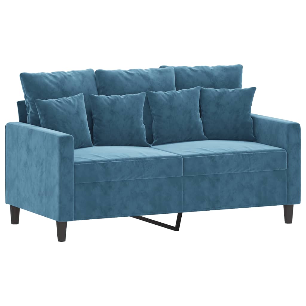 4-dijelni set sofa s jastucima plavi baršunasti