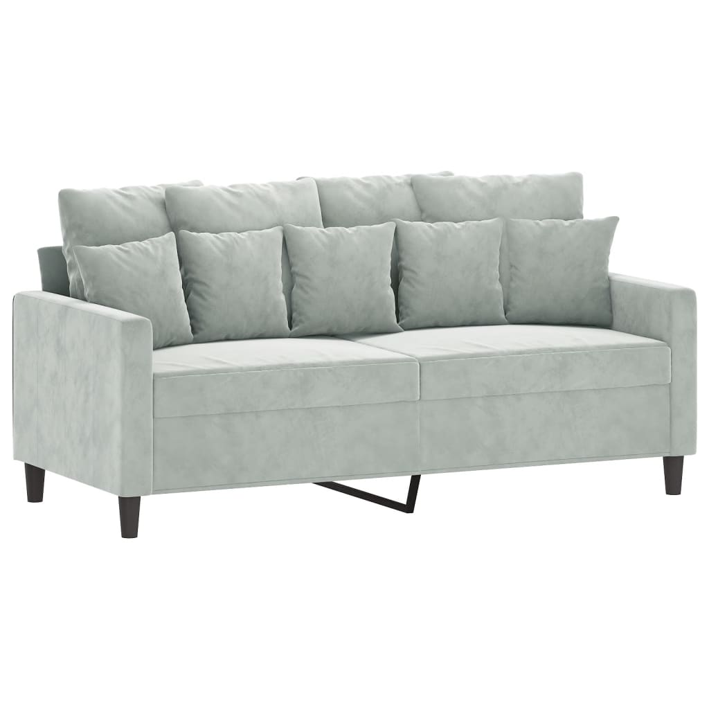 2-dijelni set sofa s jastucima svjetlosivi baršunasti