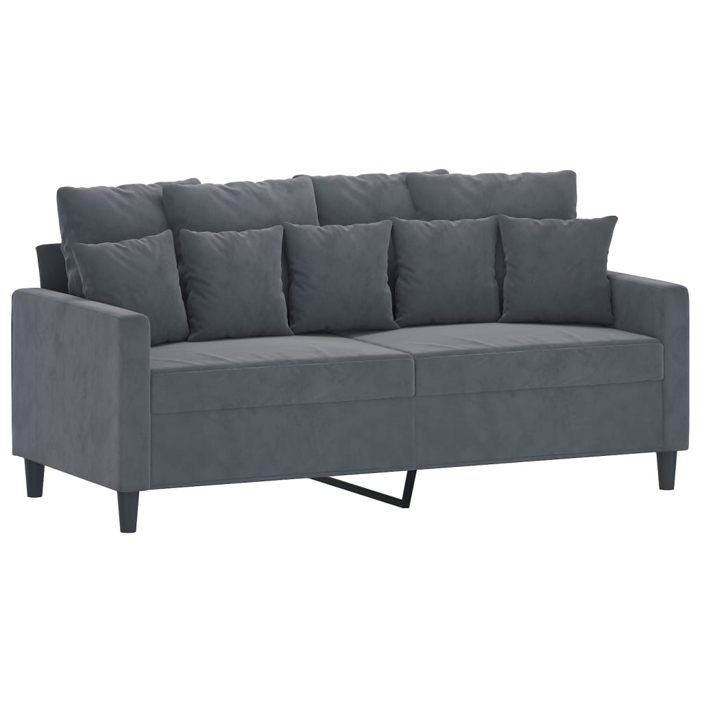 2-dijelni set sofa s jastucima tamnosivi baršunasti