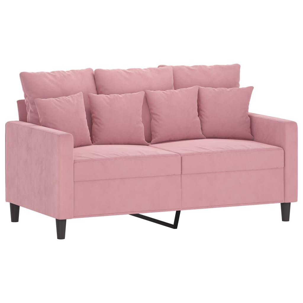 2-dijelni set sofa s jastucima ružičasti baršunasti