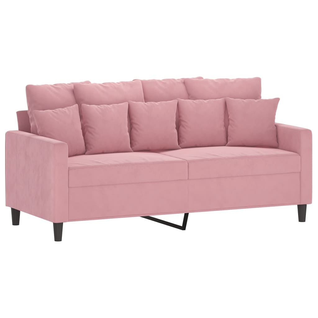 2-dijelni set sofa s jastucima ružičasti baršunasti