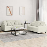 2-dijelni set sofa s jastucima krem baršunasti