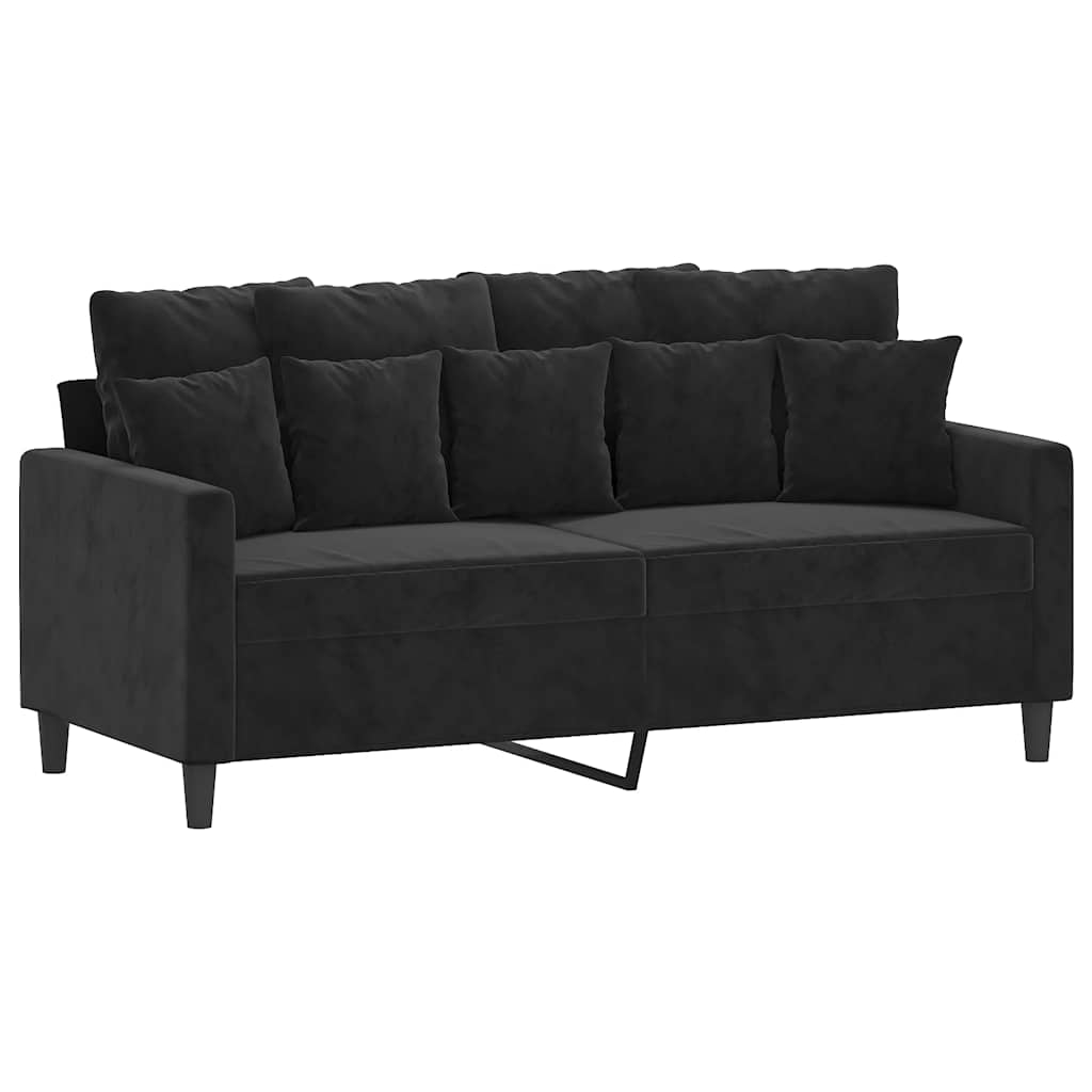3-dijelni set sofa s jastucima crni baršunasti