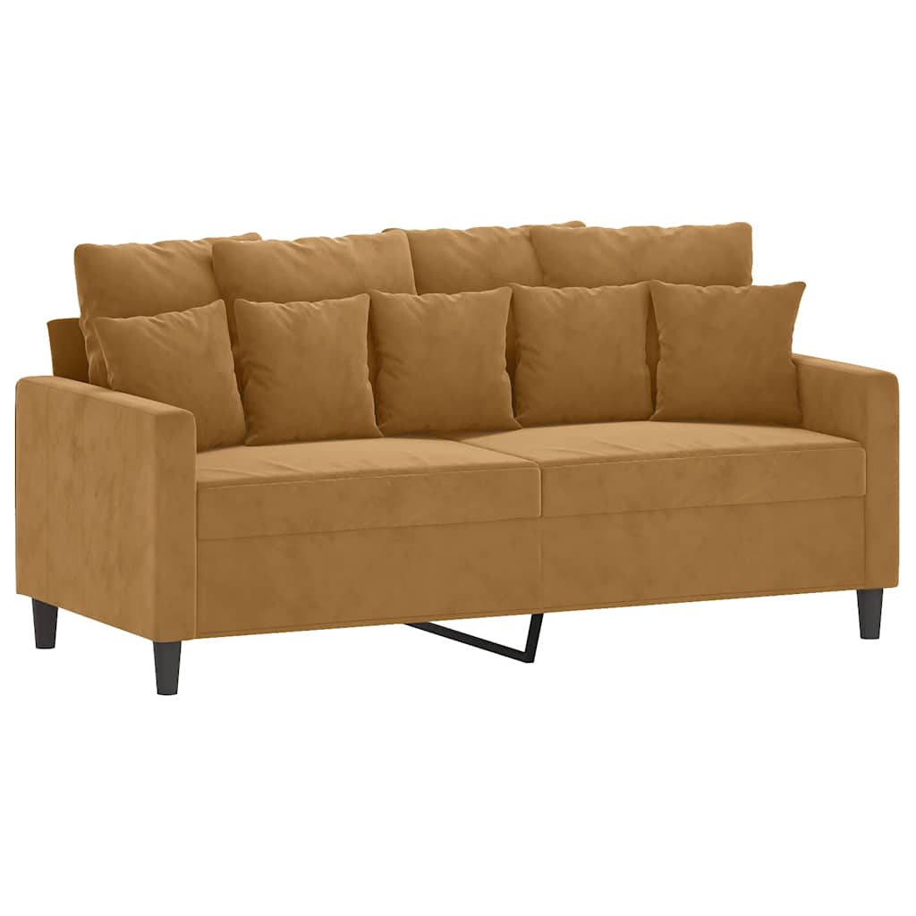 3-dijelni set sofa s jastucima smeđi baršunasti