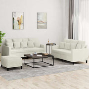 3-dijelni set sofa s jastucima krem baršunasti