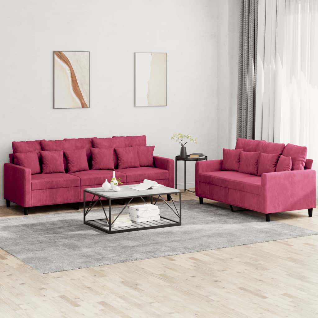 2-dijelni set sofa s jastucima baršunasti