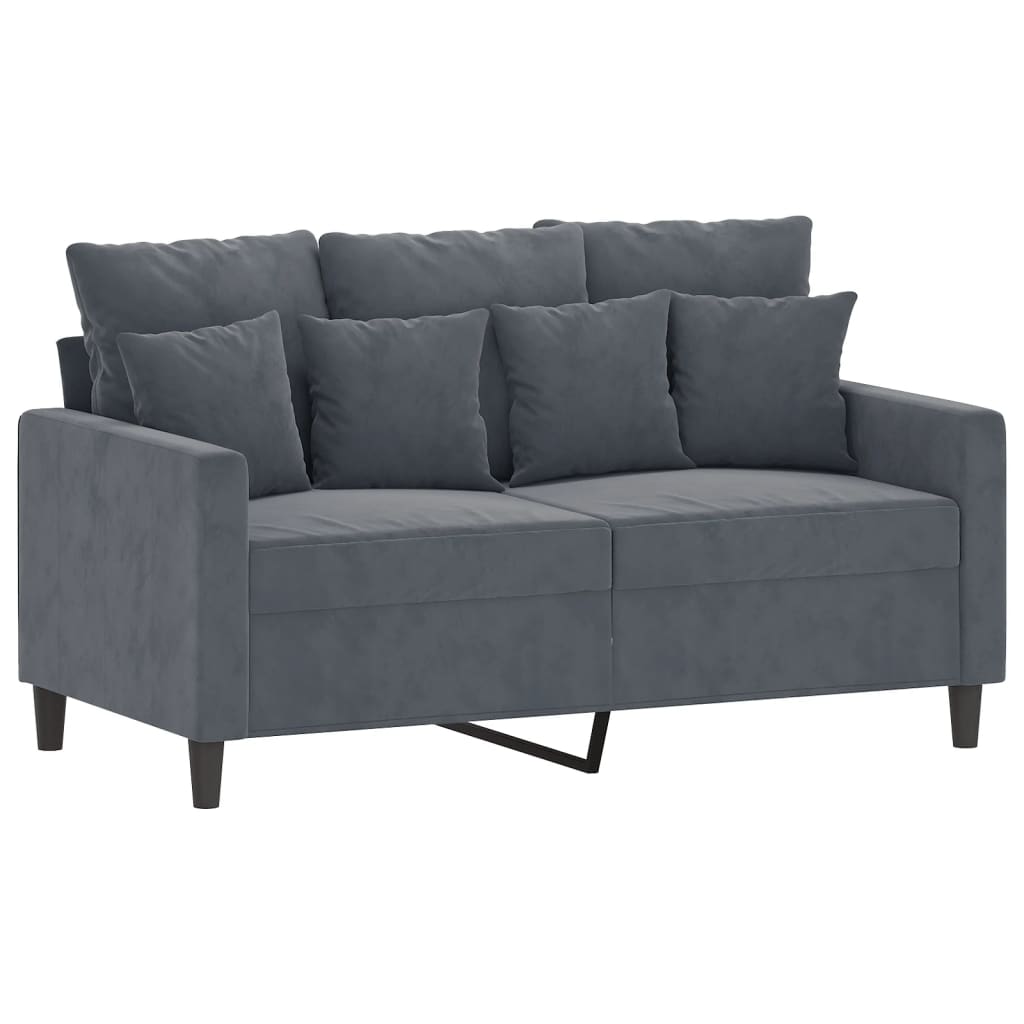 3-dijelni set sofa s jastucima tamnosivi baršunasti